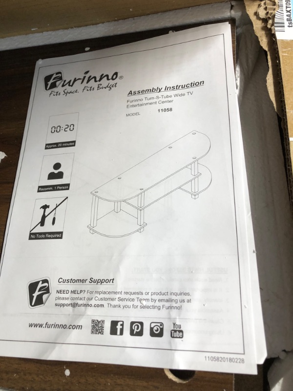 Photo 3 of ***USED - MAJOR DAMAGE - CORNER CRACKED - LIKELY MISSING PARTS - UNABLE TO VERIFY FUNCTIONALITY***
FURINNO TV Stand 55 Inch Flat Screens Mount Entertainment Center Storage Walnut