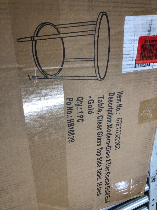 Photo 1 of GIFTTROVE 2 Tier Round Side Table, Gold End Table with Glass Top, Modern Metal Clear Coffee Table?Small Accent Table for Living Room, Bedroom, 18" x 18" x 24" Round Modern Gold