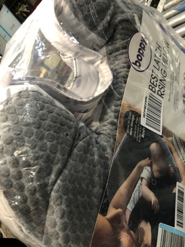 Photo 1 of Boppy Nursing Pillow—Best Latch | Plus-Sized Breastfeeding Pillow with Belt Designed with Lactation Consultants | Fits All Body Types | Machine Washable| Leaf Stripe and Soft Textured Gray Gray Leaf Stripe