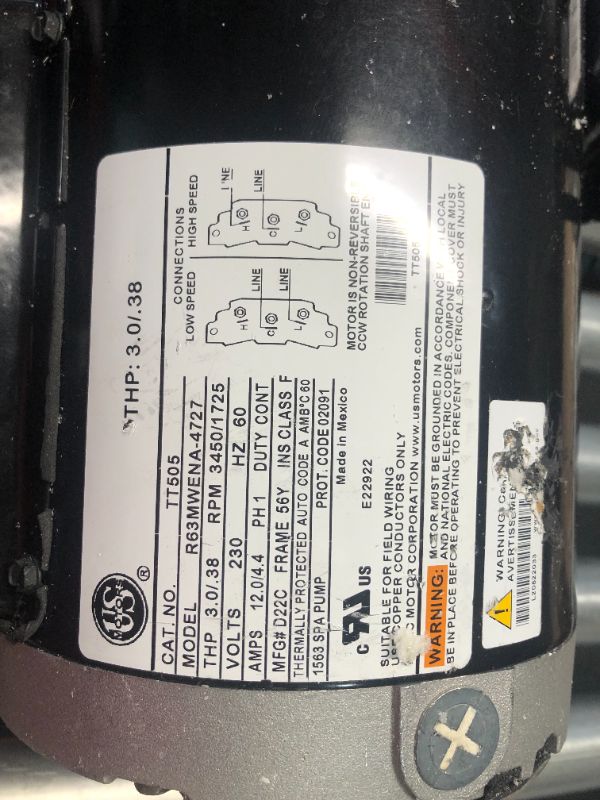 Photo 7 of ***USED - DAMAGED - SCRATCHED - SEE PICTURES - UNABLE TO TEST***
Waterway Plastics 3721621-1D Executive 56 Frame 4 Horsepower Spa Pump, 230-Volts