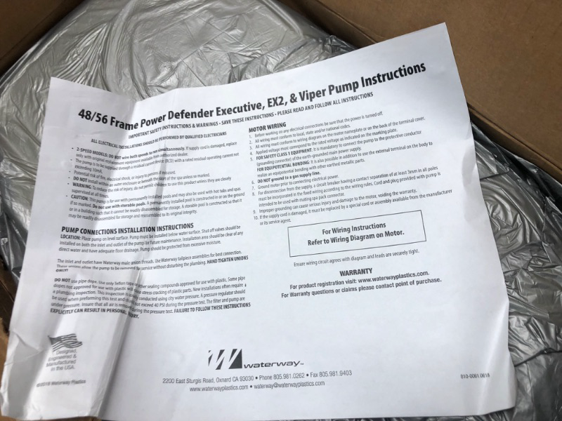 Photo 4 of ***USED - DAMAGED - SCRATCHED - SEE PICTURES - UNABLE TO TEST***
Waterway Plastics 3721621-1D Executive 56 Frame 4 Horsepower Spa Pump, 230-Volts