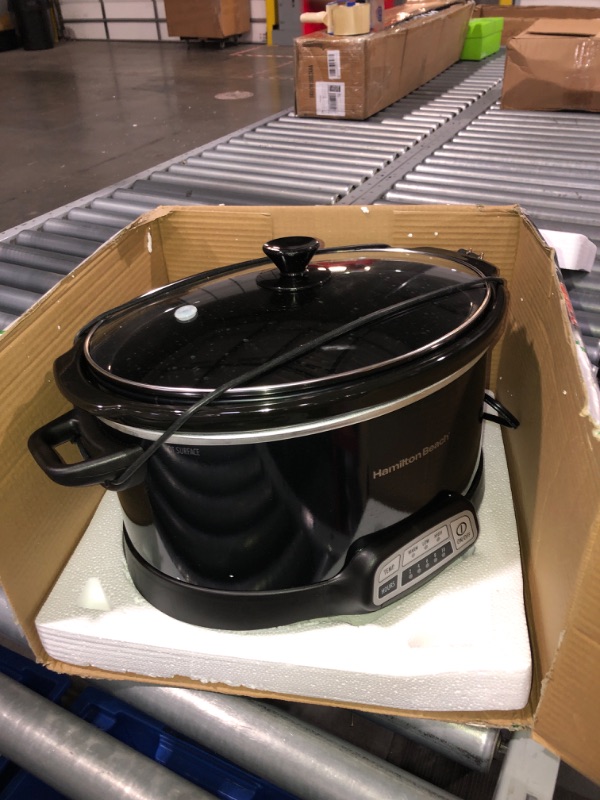 Photo 2 of (NON-REFUNDABLE) Hamilton Beach Programmable Slow Cooker with Three Temperature Settings, 7-Quart + Lid Latch Strap, Black