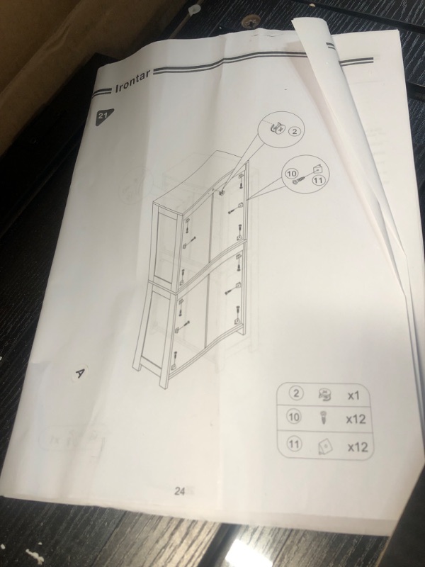 Photo 4 of ***NONREFUNDABLE - NOT FUNCTIONAL - FOR PARTS ONLY - SEE COMMENTS***
Irontar Bathroom Cabinet, Freestanding Floor Cabinet with Open Storage, Large Display Cabinet with Doors, Kitchen Cupboard, Storage Cabinet for Living Room, Black and Natural CWG006BM