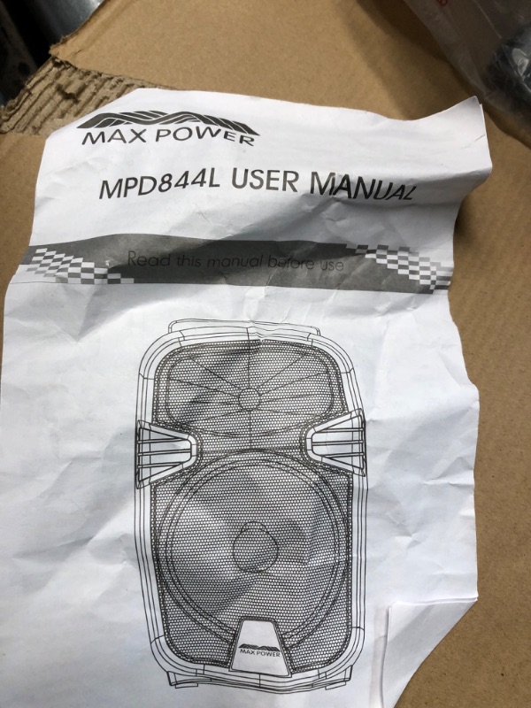 Photo 2 of ***NON REFUNDABLE NO RETURNS SOLD AS IS**PARTS ONLY**
**MISSING CHARGING CORD** MAXPOWER MPD844L 8" TROLLEY PORTABLE SPEAKER