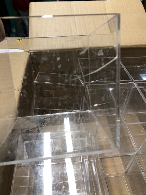 Photo 1 of Thyle Acrylic Square Vases 5'' x 5'' x 5'' Clear Square Vases for Centerpieces Cube Flower Vase Cube Candle Holder Wedding Home Decor Events Party Ceremony(24 Pcs)