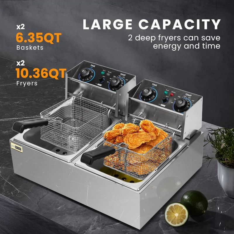 Photo 5 of (NON-REFUNDABLE) VIVOHOME 5000W 20.7 Qt Electric Deep Fryer with 2 x 6.35 QT Removable Baskets  