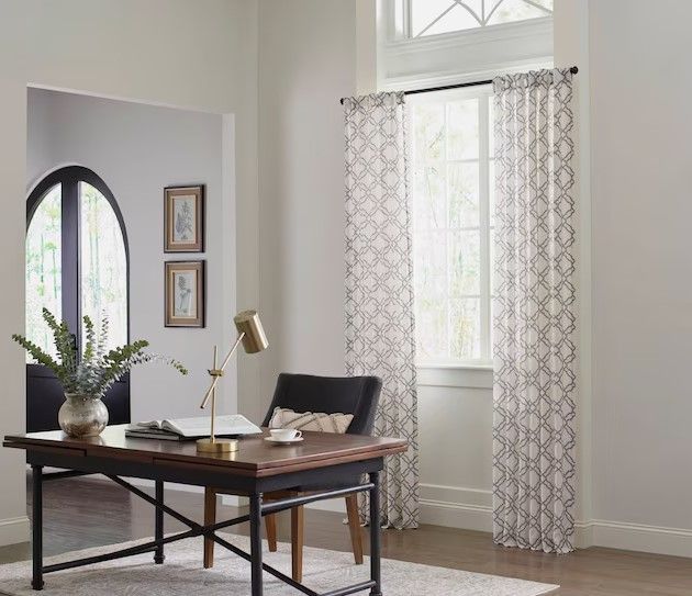 Photo 1 of allen + roth 95-in Grey Light Filtering Back Tab Single Curtain Panel