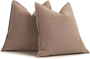 Photo 1 of ZWJD Khaki Pillow Covers 24x24 Set of 2 Chenille Pillow Covers with Elegant Design Soft and Luxurious Decorative Throw Pillows for Couch, Bed, and Home Decor
