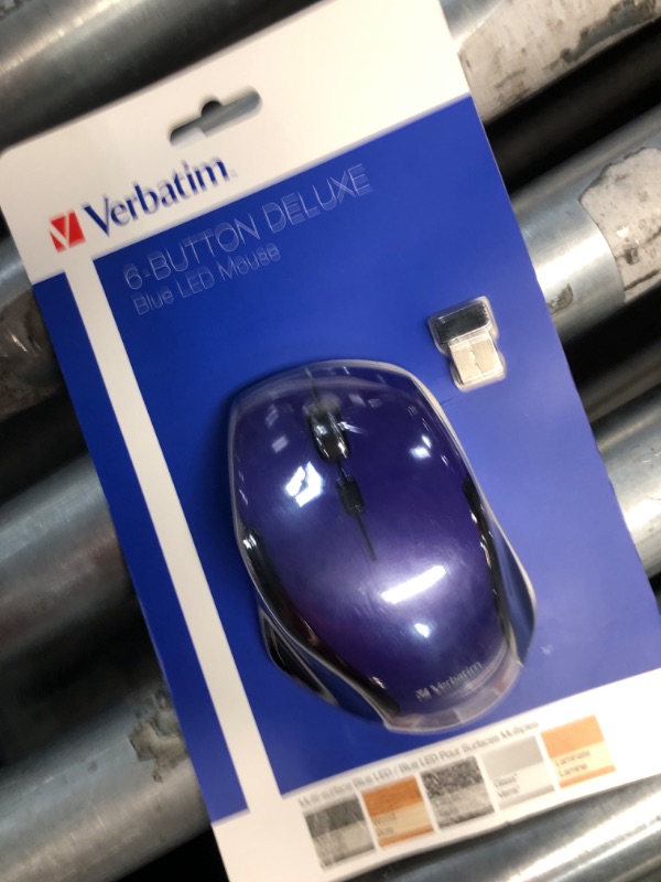 Photo 2 of Verbatim 2.4G Wireless 6-Button LED Ergonomic Deluxe Mouse - Computer Mouse with Nano Receiver for Mac and PC – Purple