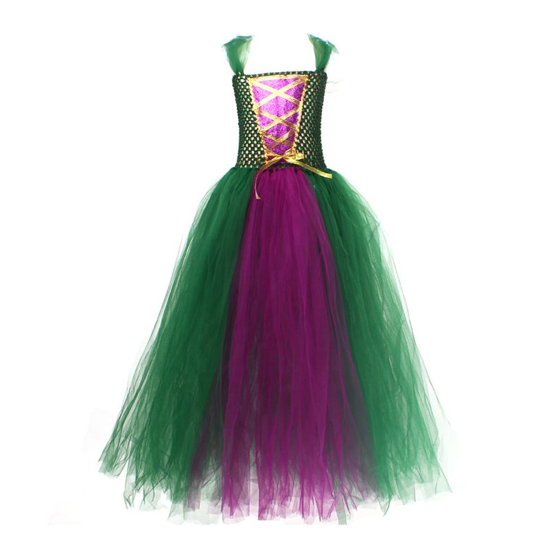 Photo 1 of Hocus Witch Costume Halloween Tutu Dress Tulle Cosplay Outfits with Robe and Broom 4-5