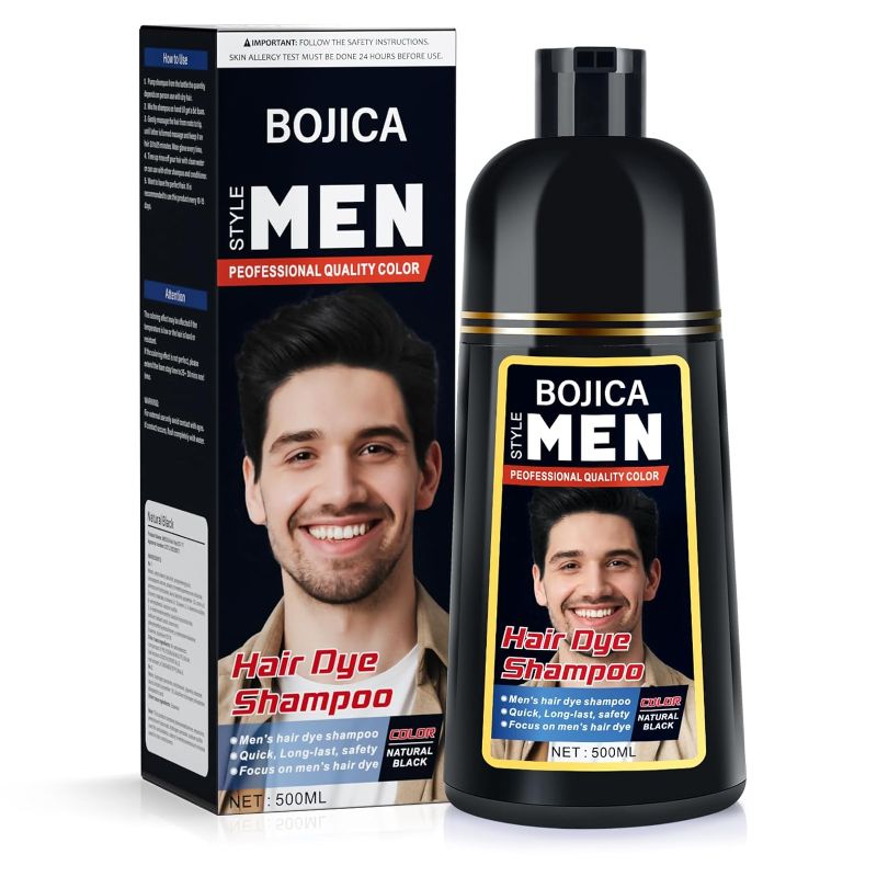 Photo 1 of  BOJICA Black Hair Dye Shampoo for MEN 500ML NATURAL BLACK