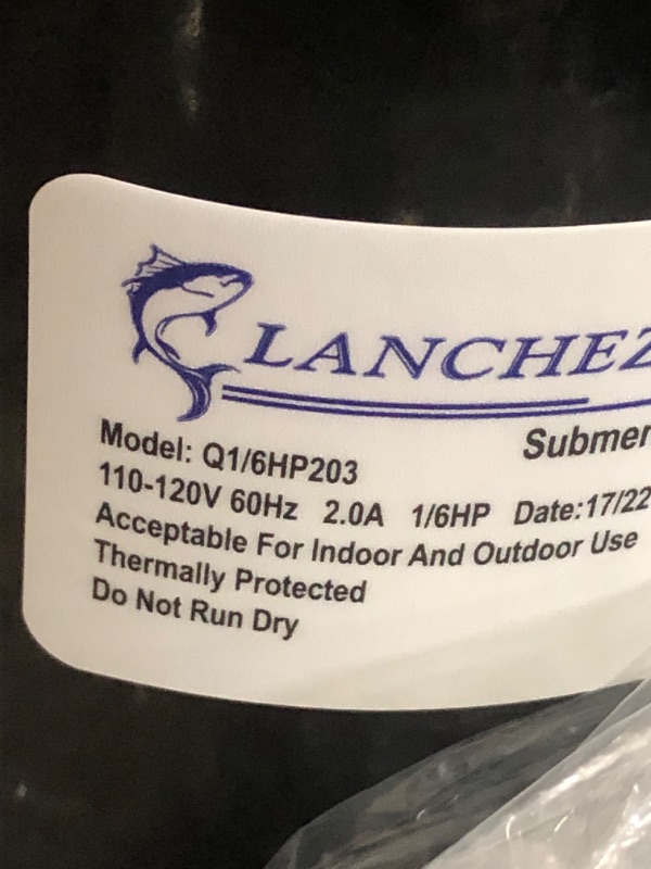 Photo 1 of (damaged)(sold for parts only) Lanchez Aluminum Utility Pump,1/6 HP 1450GPH Submersible Pump- Water Pump 