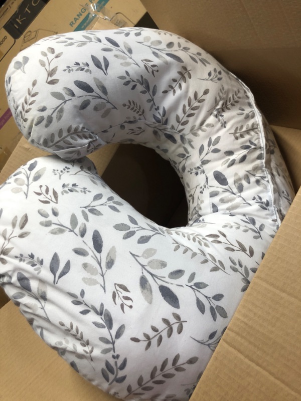 Photo 3 of Boppy Original Support Nursing Pillow, Gray Taupe Leaves, Ergonomic Breastfeeding, Bottle Feeding, and Bonding, Firm Hypoallergenic Fiber Fill, Removable Cover, Machine Washable