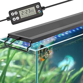 Photo 1 of  Auto On Off LED Aquarium Light, Full Spectrum Fish Tank Light with LCD Monitor, 24/7 Lighting Cycle, 7 Colors, Adjustable Timer, IP68 Waterproof, 3 Modes for 18"-24" Freshwater Planted Tank