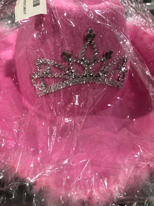 Photo 2 of Rhode Island Novelty Felt Pink Feather Blinking Rhinestone Cowboy Hat