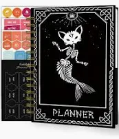 Photo 1 of 2024 Planner, 12-Month Weekly Monthly Planner from JAN.2024 to DEC.2024, 8.4" X 6", Planner Notebook with Spiral Bound, Stickers & Sticky Index Tabs, Fox-Fish Skull Black - 01