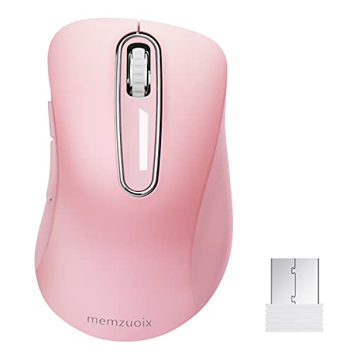 Photo 1 of memzuoix 2.4G Wireless Mouse, 1200 DPI Mobile Optical Cordless Mouse with USB Receiver, Portable Computer Mice Wireless Mouse for Laptop, PC, Desktop, MacBook, 5 Buttons (Pink)
