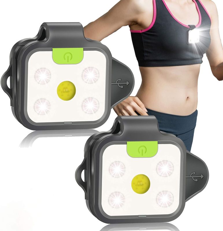 Photo 1 of innofox Running Light, 2Pack Reflective Safety-Light for Runners, Rechargeable LED Light, Clip On Running Lights with Runners and Joggers for Camping, Hiking, Running, Outdoor Adventure (Cool Black)