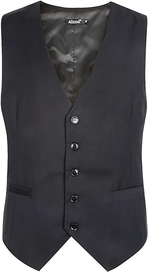 Photo 1 of Alizeal Mens Classic Solid Color Business Suit Vest Regular Fit Tuxedo Waistcoat for Wedding XL