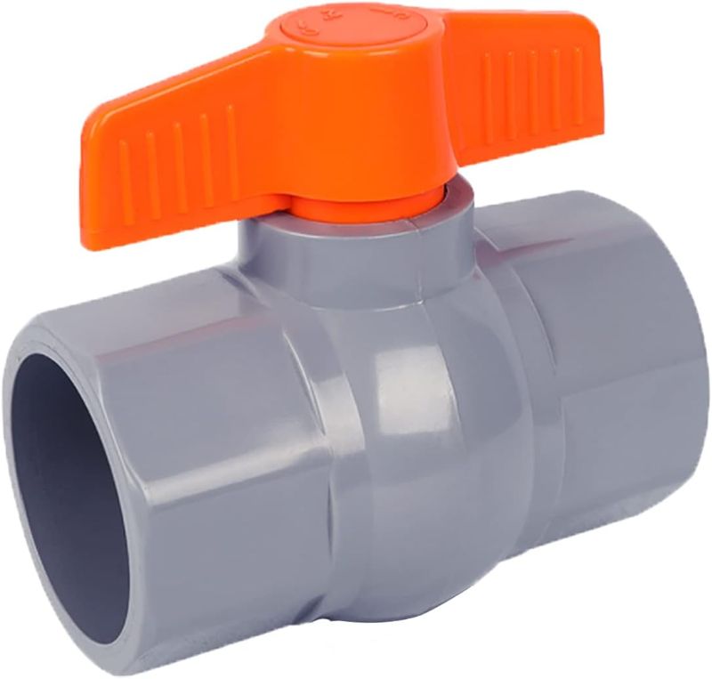 Photo 1 of 2 inch Inline Slip PVC Ball Valve Schedule 80 Compact T-Handle Water Shut-Off Valves Octagonal Ball Valve Socket Valve for Irrigation and Water Treatment Swimming Pool Equipment (2 inch, 1)
