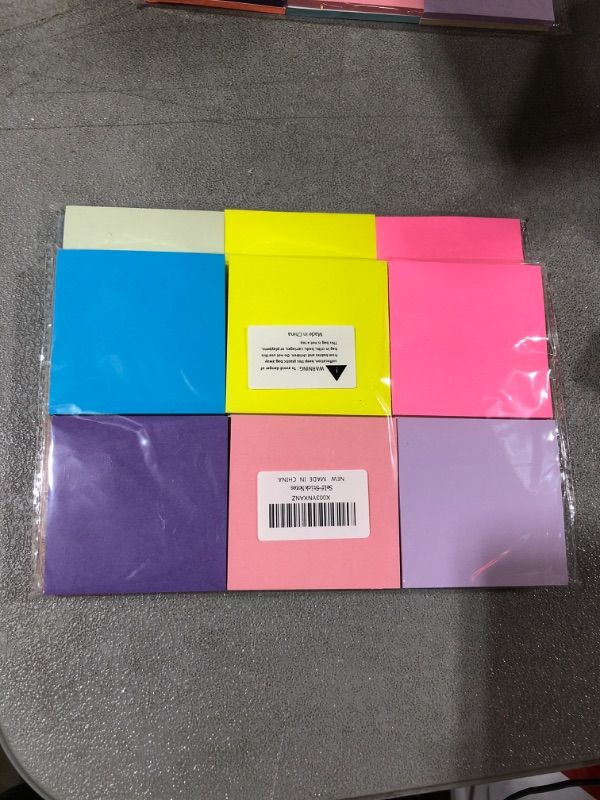 Photo 2 of 12 Pack Sticky Notes, 3x3 Inch Colorful Sticky Note, 50 Sheets/Book Bright Colors Self-Stick Notes Pads, Sticky Note Pads for Home, Office, School. Teacher Wish List(12 Color)