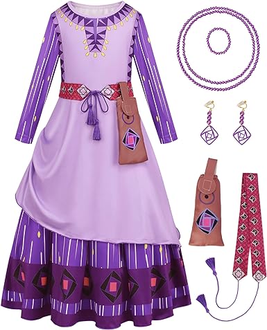 Photo 1 of WISHTEN Wish Asha Costume for Girls,Asha Dress for Kids,Halloween Christmas Dress Up with Accessories (Size: 6-7 years)

