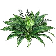 Photo 1 of  Artificial Boston Fern UV Resistant Outdoor Plants Fake Fern No Fade Faux Greenery Plastic Plants for Garden Front Porch Window Box Indoor Decorations