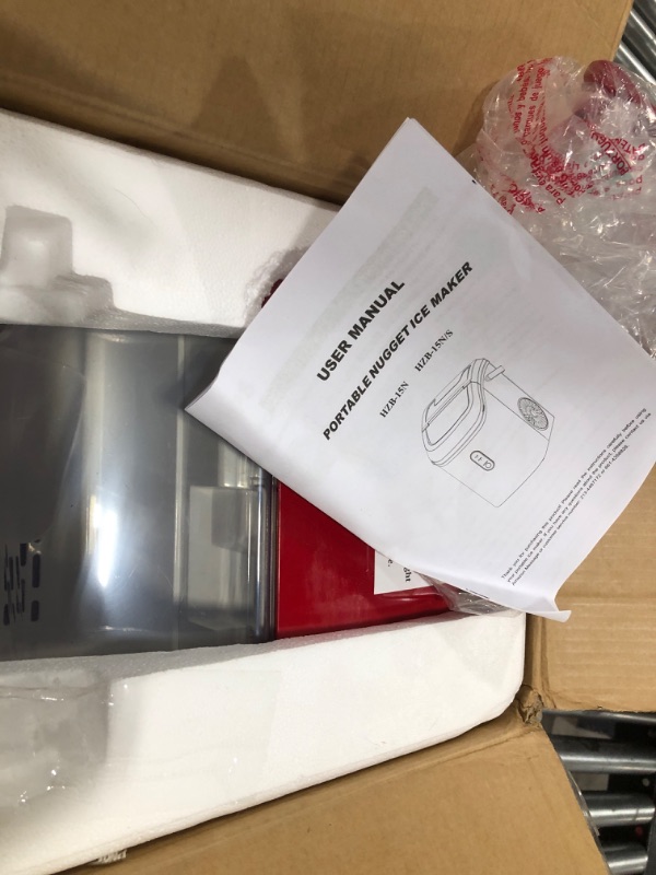 Photo 1 of Nugget Countertop Ice Maker with Soft Chewable Ice, Automatic 34lbs in 24 Hours,Pebble Portable Ice Machine with Ice Scoop, Self-Cleaning, One-Click Operation, for Kitchen,Office Red 34Lbs/24H Red 1