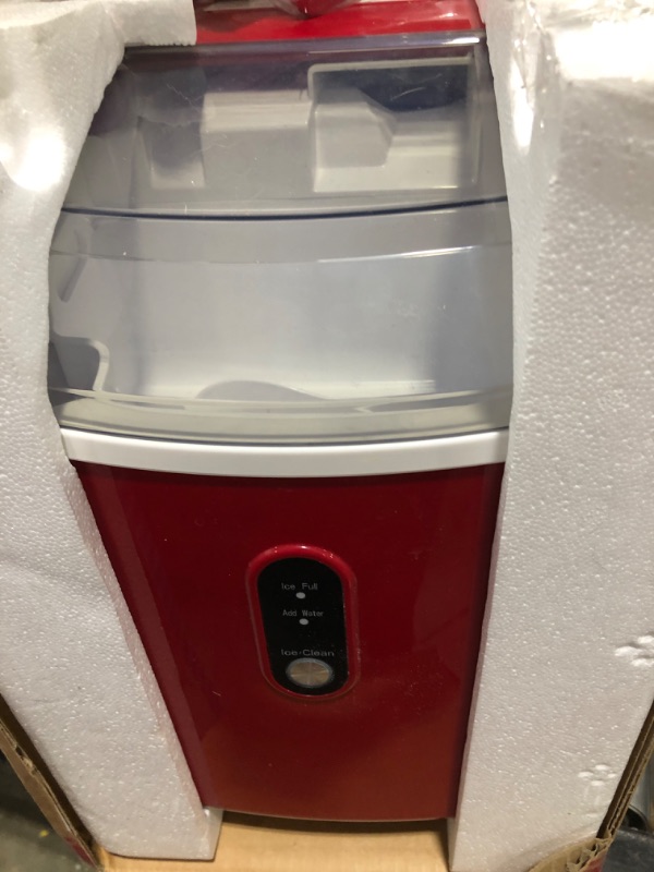 Photo 1 of Nugget Countertop Ice Maker with Soft Chewable Ice, Automatic 34lbs in 24 Hours,Pebble Portable Ice Machine with Ice Scoop, Self-Cleaning, One-Click Operation, for Kitchen,Office Red 34Lbs/24H Red 1