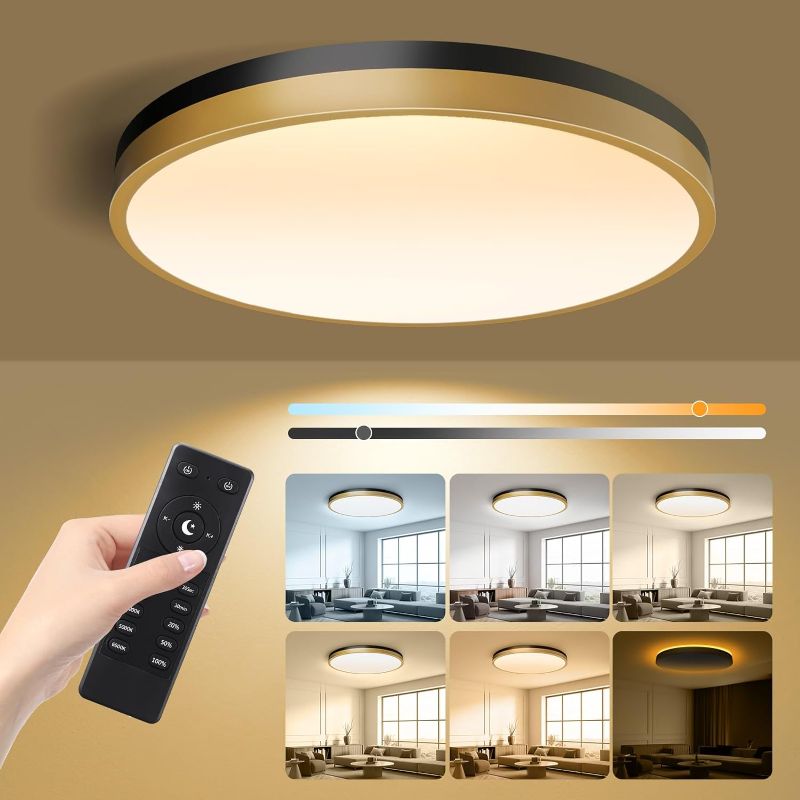 Photo 1 of  Flush Mount Ceiling Light with Remote Control & Night Light, 5CCT Dimmable Ceiling Light Fixture, 25W 2500LM 2700K-6500K Adjustable LED Ceiling Lights for Bedroom Kitchen Living Room