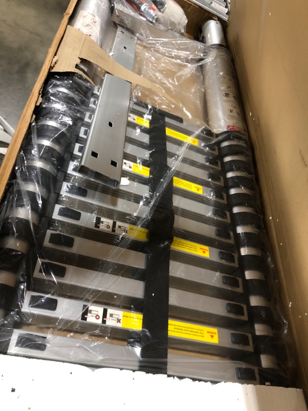 Photo 1 of Wolec 20FT Telescoping Ladder,Upgrade Anti-Pinch Telescopic Extension ladders with 2 Triangle Stabilizers,Aluminum Multi Purpose Folding ladders with Portable Wheels Non-Slip Balance Bar 20FT?With Hooks?