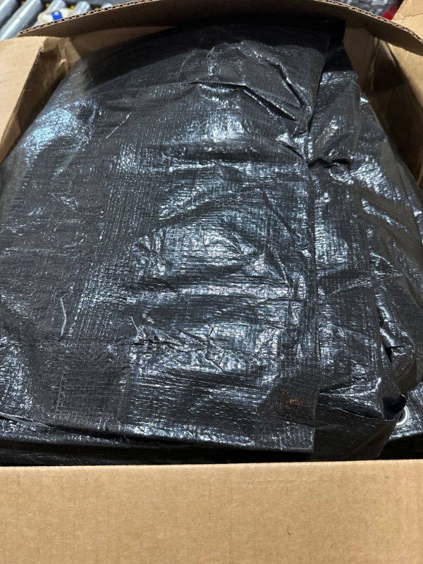 Photo 2 of CAMPMAC Tarps Heavy Duty Waterproof 20x40, 12 Mil Thick, High Durability, with Metal Grommets Every 20 Inches (Black) 20 Ft x 40 Ft Black