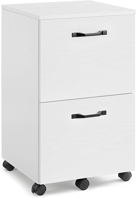 Photo 1 of VASAGLE 2-Drawer File Cabinet, Filing Cabinet for Home Office, Small Rolling File Cabinet, Printer Stand, for A4, Letter-Size Files, Hanging File Folders, Modern Style, Greige and Black UOFC040B02 