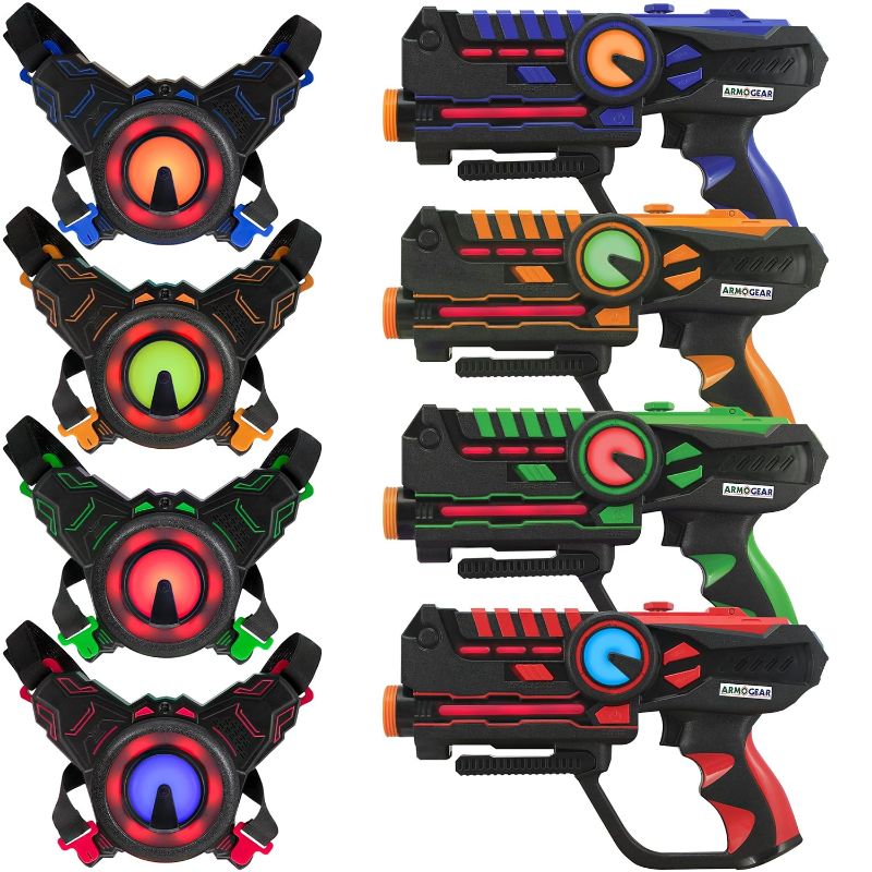 Photo 1 of ArmoGear Laser Tag – Laser Tag Guns with Vests Set of 4 – Multi Player Lazer Tag Set for Kids Toy for Teen Boys & Girls – Outdoor Game for Kids, Adults and Family – Ages 8+