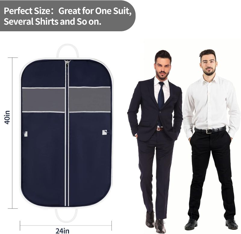 Photo 1 of  40" Travel Garment Bag, Breathable Suit Garment Cover Bag for Men Waterproof Oxford Fabric Suit Cover with 2 Carry Handles for Suit Coat Dress,