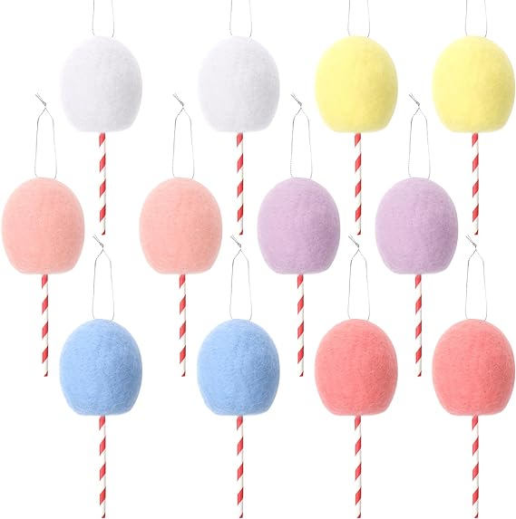 Photo 1 of 12 Pieces Lollipop Christmas Tree Hanging Ornament Felt Christmas Tree Decorations Sweets Candy Pendant with Rope for Xmas Ornaments Decor DIY Craft Holiday Party Favors Supplies, 6 Colors