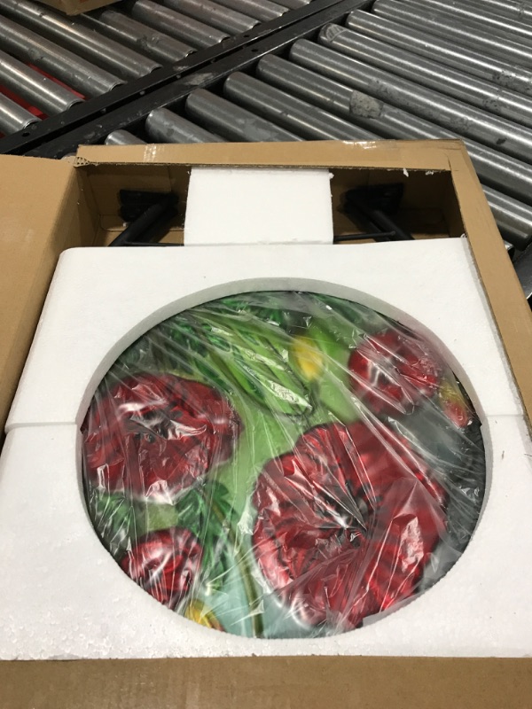 Photo 1 of MUMTOP Outdoor Side Table - Small Mosaic Patio Table, Poppy 14” Accent Round Side Table Glass Plant Stand for Garden Patio Living Room