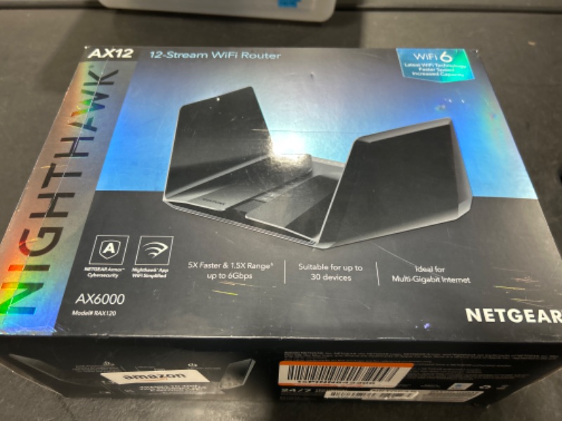 Photo 5 of NETGEAR Nighthawk WiFi 6 Router (RAX120) 12-Stream Dual-Band Gigabit Router, AX6000 Wireless Speed (Up to 6 Gbps), Coverage Up to 3,500 sq.ft. and 30 Devices