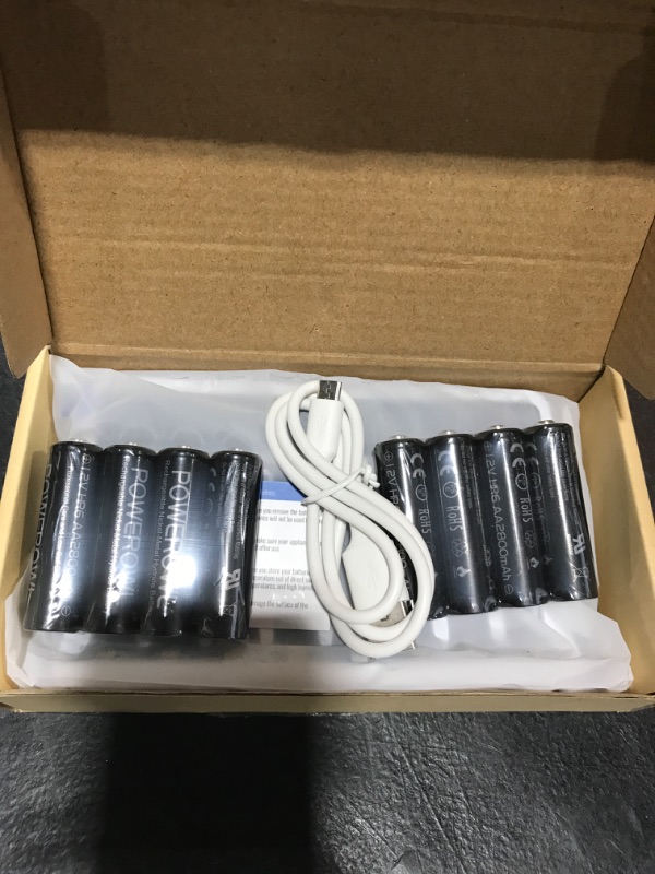 Photo 2 of POWEROWL 2800mAh Rechargeable AA Batteries with Smart 8 Bay Battery Charger, Low Self Discharge Ni-MH Double A Batteries, 8 Count