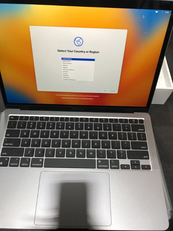 Photo 4 of Apple 2020 MacBook Air Laptop M1 Chip, 13” Retina Display, 8GB RAM, 256GB SSD Storage, Backlit Keyboard, FaceTime HD Camera, Touch ID. Works with iPhone/iPad; Space Gray--MINOR SCUFF ON BOTTOM 
