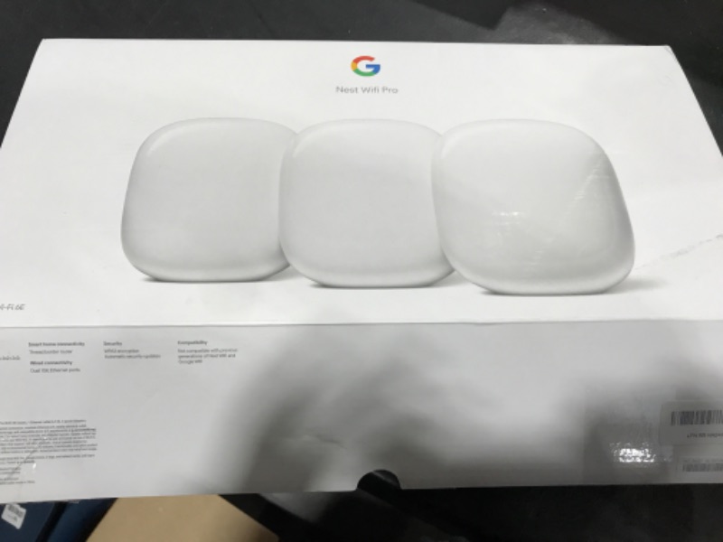 Photo 2 of Google Nest WiFi Pro - 6E - Reliable Home Wi-Fi System with Fast Speed and Whole Home Coverage - Mesh Router - 3 Pack - Snow
