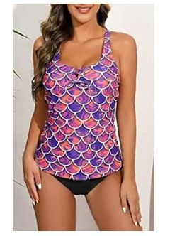 Photo 1 of Halcurt Women's Lace Up Tankini Sets Push Up Swimsuit Top with Bottoms Swimwear Two Piece Bathing Suits