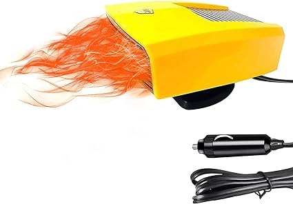 Photo 2 of 2023 Newest Car Heater Portable Fan,Fast Heating Quickly Defrost Defogger, Heater & Cooler 12V/150W Space Automobile Adjustable Thermostat Plug in Cigarette Lighter (Yellow)
