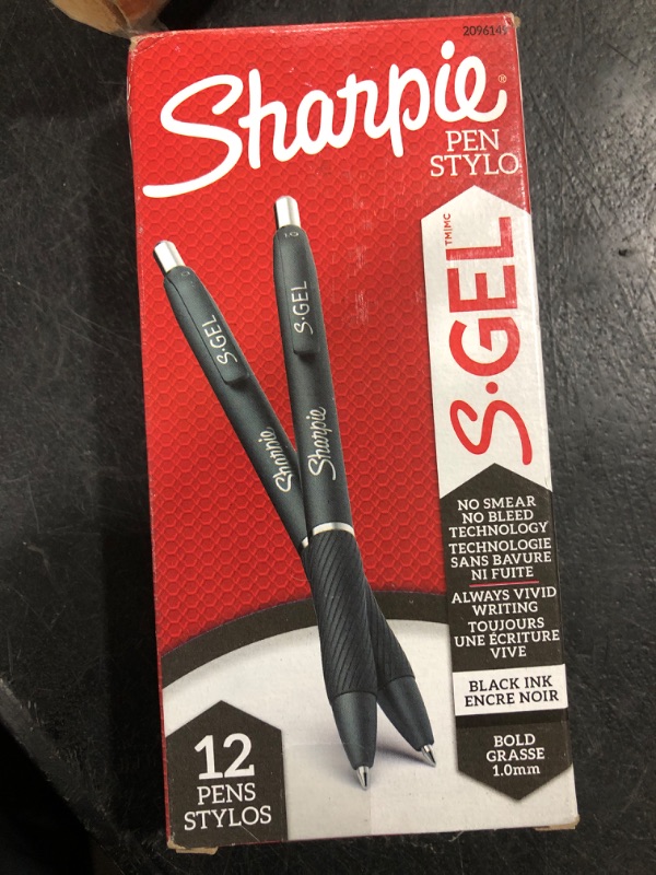 Photo 1 of SHARPIE S-Gel Gel Pens, Bold Point (1.0mm), Black Ink Gel Pen, 12 Count Black Pen