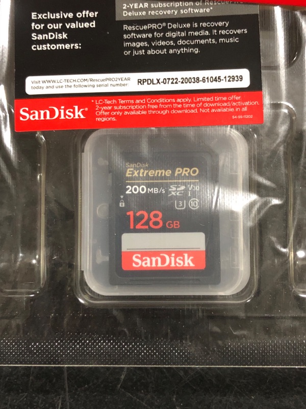 Photo 2 of SanDisk 128GB Extreme PRO SDXC UHS-I Memory Card - C10, U3, V30, 4K UHD, SD Card - SDSDXXD-128G-GN4IN 128GB Memory Card Only