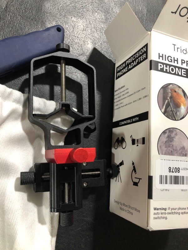 Photo 2 of 3-Axis High-Precision Universal Digiscoping Adapter - TRIDAPTOR Metal Holder Mount Connecting Smartphone to Telescope Spotting Scope Monocular Microscope|Fits 2.4" Eyepiece Max/Any Cell Phone Camera TRIDAPTOR (without Bluetooth)