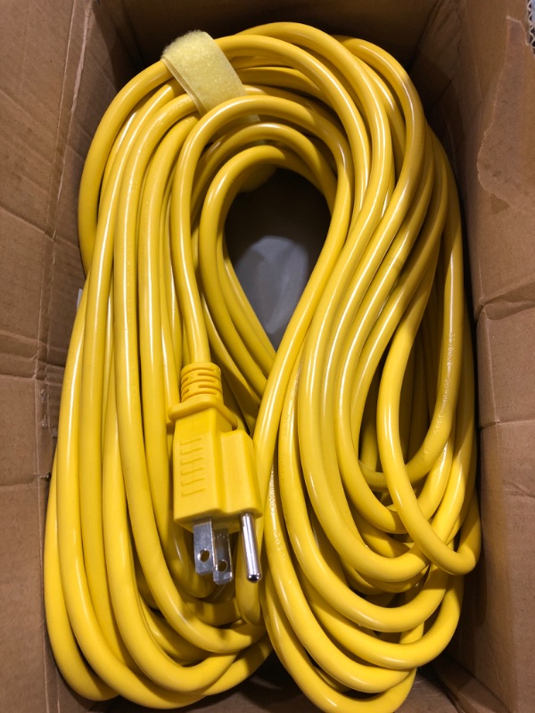 Photo 2 of Outdoor Extension Cord 75 Foot Waterproof, 16/3 Gauge Flexible Cold-Resistant Appliance Extension Cord Outside, 10A 1250W 16AWG SJTW, 3 Prong Heavy Duty Electric Cord Yellow, ETL HUANCHAIN 75 FT 16/3 Extension Cord Yellow