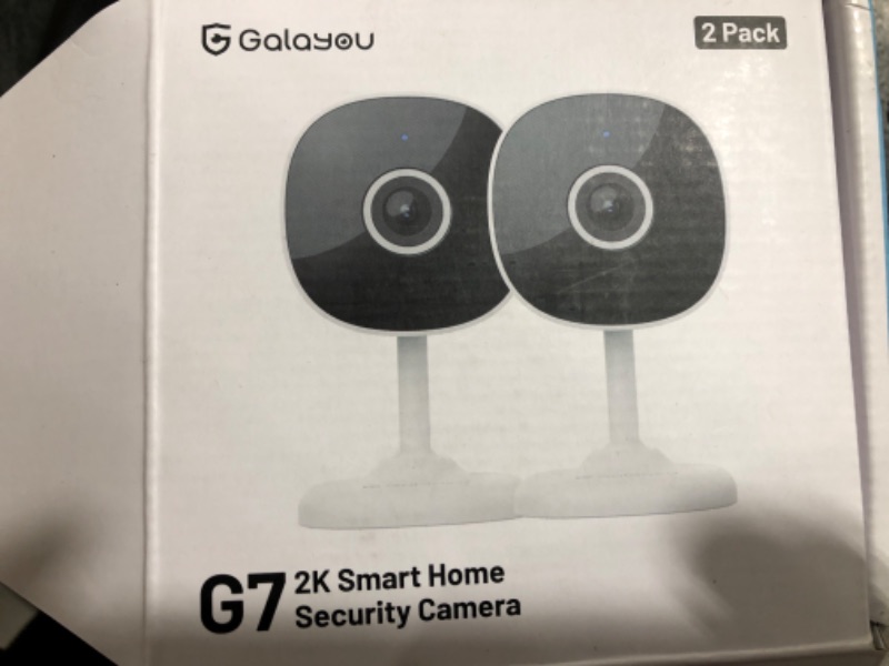 Photo 2 of GALAYOU Indoor Home Security Cameras - 2K WiFi Surveillance Camera with Two-Way Audio for Baby/Pet/Dog/Nanny, Smart Siren with Phone App, SD/Cloud Storage, Works with Alexa & Google Home G7-2PACK
