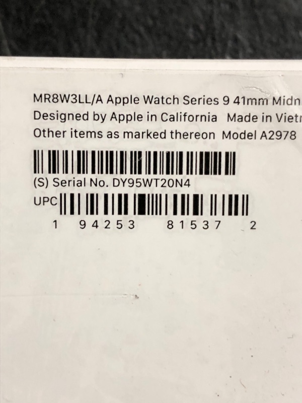 Photo 4 of Apple Watch Series 9 [GPS 41mm] Smartwatch with Midnight Aluminum Case with Midnight Sport Band M/L. Fitness Tracker, Blood Oxygen & ECG Apps, Always-On Retina Display Midnight Aluminum Case with Midnight Sport Band 41mm S/M - fits 130–180mm wrists Withou