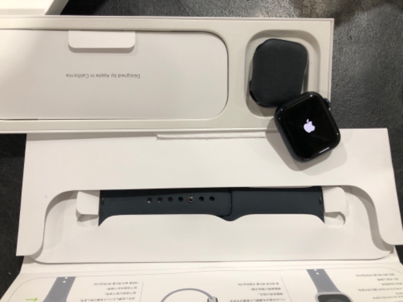 Photo 2 of Apple Watch Series 9 [GPS 41mm] Smartwatch with Midnight Aluminum Case with Midnight Sport Band M/L. Fitness Tracker, Blood Oxygen & ECG Apps, Always-On Retina Display Midnight Aluminum Case with Midnight Sport Band 41mm S/M - fits 130–180mm wrists Withou